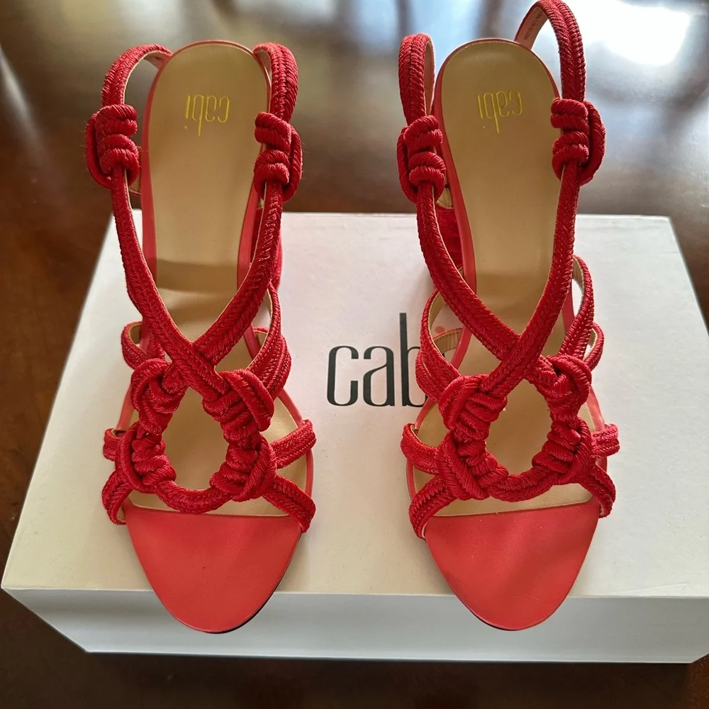 Red Knotted Slingback Sandals by Cabi